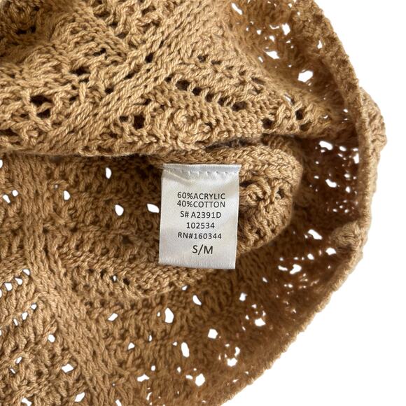 Simple Threads Tan Crochet Knit Polo Mini Dress Womens Small/Medium Vacation NWT - Picture 5 of 6